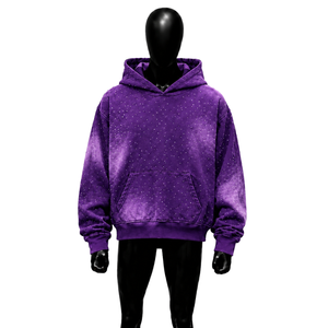 Sudadera con Capucha Morada Oversize para Hombre, Estampado de Puntos, Poliéster, Felpa Francesa, Corte Regular, Estilo Casual, para Otoño, Venta al por Mayor, Elegante, RHINE - Product Image 1