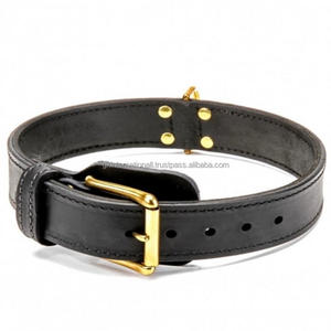 Collar de cuero para perros, accesorio negro de alta resistencia hecho a mano para mascotas de todos los tamaños, personalizado con hardware dorado, venta directa de fábrica, venta al por mayor - Product Image 2