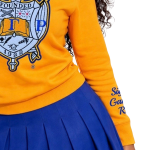 เสื้อสเวตเชิ้ต Sigma Gamma Rho ลายเชนิลล์สำหรับผู้หญิง ปักลายตราสัญลักษณ์สีทอง ผ้าคอตตอนผสม แขนยาว ทรงสวยทันสมัย สวมใส่สบาย - Product Image 5