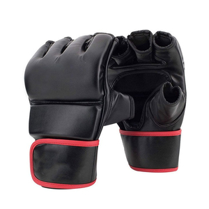 Gants de boxe en cuir noir pour adultes, gants d'entraînement MMA, sangle de poignet réglable, équipement d'arts martiaux antidérapant - Product Image 5