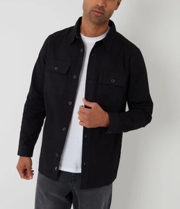 OEM Men's Casual Button-<b>Down</b> Corduroy Shacket Winter Solid Pattern Knitted Breathable Customized Layer Cotton/Poly Blend Fabrics - Product Image 2