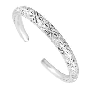 Classic Textured Sterling <b>Silver</b> Open <b>Cuff</b> Charm <b>Bracelet</b> by <b>Silver</b> Mountain for Unisex Women's - Product Image 1