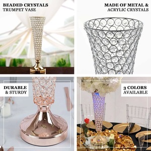 Vase à fleurs en cristal avec perles scintillantes, durable, fait main, élégant, centre de table décoratif pour salle à manger, mariage, fête, événement, maison, hôtel - Product Image 6