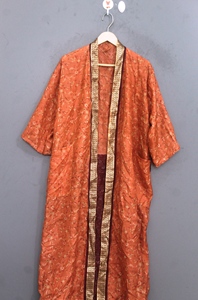 Floral <b>Silk</b> <b>Kimono</b> Robe Women Vintage Sleepwear Drawstring Tie Waist Soft Lightweight Summer Loungewear - Product Image 2