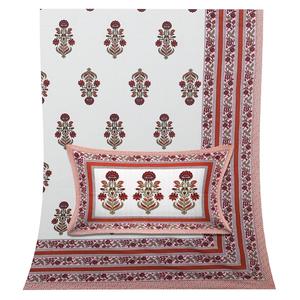 Sábanas Dobles de Algodón Puro Indio con Estampado Floral y Fundas de Almohada a Juego, Venta al Por Mayor - Product Image 2