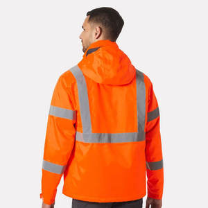 Veste de sécurité haute visibilité imperméable certifiée CE pour homme, orange fluo, vêtements de travail, veste réfléchissante avec capuche - Product Image 2