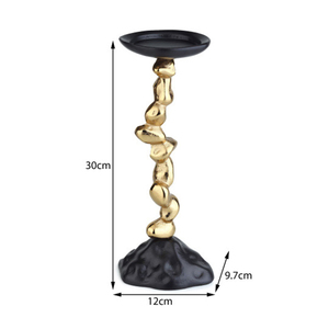 Juego de Dos Portavelas de Metal Plateado Texturizado con Pedestales Esculpidos en Forma de Guijarros Dorados, Piezas Decorativas de Lujo - Product Image 3