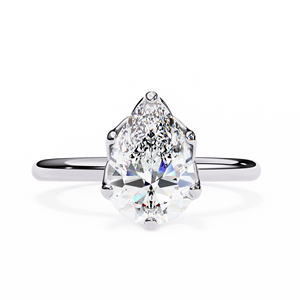 Anillo de Compromiso de Diamante de Corte Pera de 2 Quilates Cultivado en Laboratorio, Diseño de Lujo, Oro de 14K, Certificado IGI, Diamante VS DEF para Aniversario o Boda - Product Image 3