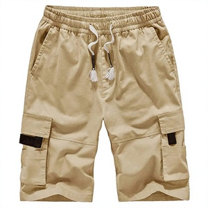 Shorts cargo décontractés pour hommes, taille mi-haute, avec cordon de serrage, respirants, en toile 100% coton tissée, couleur unie, avec poches, longueur Bermuda - Product Image 3