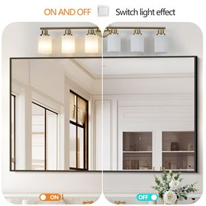 Applique da Parete Moderna a 6 Luci, 99 cm, Finitura Dorata con Paralumi in Vetro Satinato per Illuminazione Bagno e Corridoio, Lampadine Non Incluse - Product Image 5