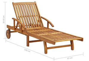 Chaise longue en teck moderne avec dossier en bois massif, mobilier d'extérieur pour villa, chaise inclinable manuelle, design contemporain durable - Product Image 2