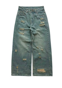Jeans de Mezclilla para Hombre, Corte Ancho, Desgastados, Cintura Alta, Ajuste Holgado, Algodón de Peso Medio, Estilo Casual Otoñal - Product Image 3