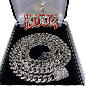 Collar Unisex de Cadena Cubana con Moissanita VVS D, Joyería Hip Hop de Moda, Plata 925, con Incrustaciones de Diamantes de Zirconia, para Hombre y Mujer - Product Image 1