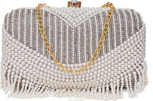 Bolso de mano de lujo unisex hecho a mano por diseñador, moderno, con lentejuelas brillantes, bordado, con cuentas y perlas, rectangular, joyería corporal de moda. - Product Image 2
