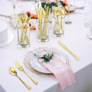 Set di 200 Posate Monouso in Plastica Resistente Senza BPA: 100 Forchette Dorate, 50 Cucchiai Argentati, 50 Coltelli Resistenti al Calore per Feste - Product Image 3