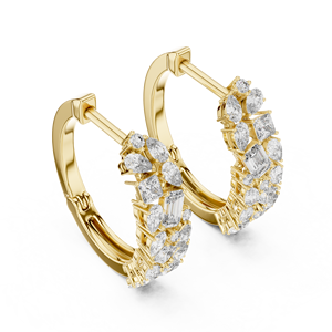 Luxury Multi Shape Diamond <b>Hoop</b> <b>Earrings</b> 18K Pure Gold Lab Grown Diamond 0.80 CTW VVS Bridal Anniversary Fine Jewelry for Women - Product Image 4
