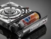 Conteneur d'aérosol en fer-blanc en forme de cylindre Utilisation extérieure Réchaud de bouteille de gaz liquéfié au butane en fer-métallique pour le camping et le chalumeau