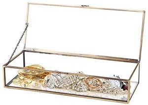 Customized Glass Jewelry <b>Box</b> With Gold Frame For Storage And Display Jewelry Organizer - Product Image 2
