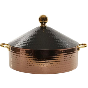 Casserole en acier inoxydable blanc et or avec couvercle, récipient isotherme pour servir les aliments chauds, pour la maison et l'hôtel - Product Image 2