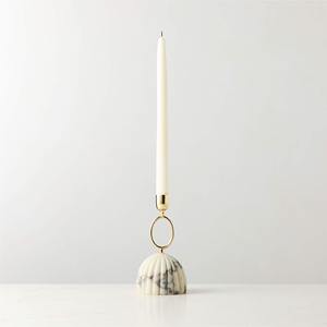 Support de bougie conique en marbre doré de luxe, design géométrique moderne, bougeoir rond en métal, style nordique pour la décoration intérieure et centre de table - Product Image 1