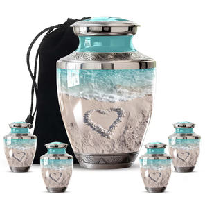 Urna Conmemorativa de Arena Oceánica, Urna de Recuerdo Personalizada, Urna de Cremación de Vidrio Grabada con Bolsa de Cordón - Product Image 5