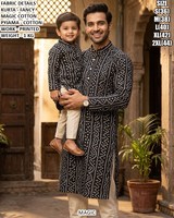 Mini-Me Kurta Traditionnel en Coton Brodé Bandhani à Séchage Rapide pour Homme, Longueur Ras du Sol, Idéal pour Fêtes et Célébrations, Toutes Saisons