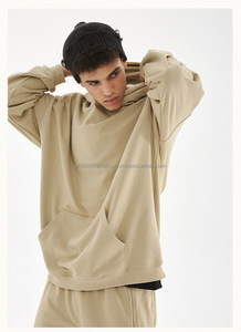 Sudadera con capucha de gran tamaño con logotipo personalizado, ropa de calle de peso pesado, unisex, de rizo francés, 100% de algodón, liso, sin cuerdas, Sudadera con capucha de lana de diseñador para hombre - Product Image 6