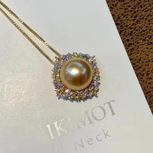 Accessoire 30192DIY pour femmes, pendentif en argent S925 avec perles de 11-12 mm et support vide pour pendentifs de collier en pierres précieuses - Product Image 4