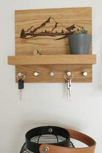 Porte-clés mural en bois durable, artisanat écologique pour la maison et le bureau, organisateur de courrier et de clés - Product Image 6