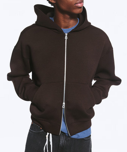 Sweat-shirts à capuche surdimensionnés personnalisés avec logo, 380 GSM, en molleton épais, fermeture éclair intégrale, pour hommes, 100% coton, fabrication OEM, modèle pull-over, parmi les plus vendus - Product Image 1