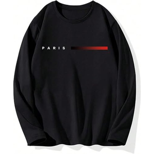Camiseta Casual de Manga Larga para Hombre, Paquete de 3, Cuello Redondo, Estampado de Letras, Ropa Urbana para Uso Diario - Product Image 3