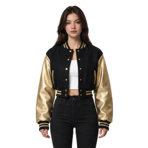 Veste universitaire pour femme en gros, fournisseur de marque privée, broderie de logo personnalisé, rivets, viscose, 100% laine, vêtements d'extérieur, tailles S M L XL, faible MOQ - Product Image 5