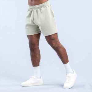 Pantalones Cortos de Algodón Gris Claro para Hombre, Cintura Elástica, Corte Medio, Transpirables, Tejidos - Product Image 5