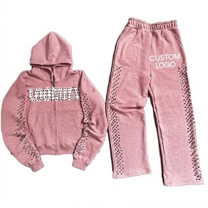 Men's <b>Pink</b> Green <b>Tracksuit</b> Set Cotton Hooded <b>Tracksuit</b> French Terry Hoodie Set Streetwear <b>Tracksuit</b> Men Letter Print Hoodie Set - Product Image 1