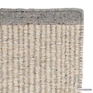 Tapis rectangulaire moderne scandinave en laine et coton tissé à la main, rayé, beige et gris, pour salon, antidérapant, à poils moyens - Product Image 5
