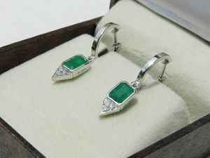 Pendientes Colgantes de Esmeralda Natural, Plata de Ley 925, Chapados en Oro de 14K, Engaste de Puntas, Certificados por IGI, Joyería para Regalo de Fiesta - Product Image 6