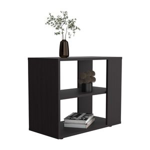 19.7-Inch High Side <b>Table</b> <b>Black</b> End <b>Table</b> and <b>Sofa</b> <b>Table</b> with Two Shelves for Garden Console Use - Product Image 6