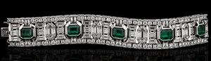 925 Sterling <b>Silver</b> <b>Bracelet</b> Emerald Cut Green Stone <b>Bangle</b> Round Brilliant Diamond Style Fine Jewelry - Product Image 6