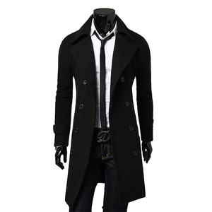 Abrigo de Lana de Alta Calidad para Hombre, Estilo Parka, Corte Entallado, Chaqueta Cruzada, Color Negro Sólido, 100% Algodón, Tallas M-4XL - Product Image 2
