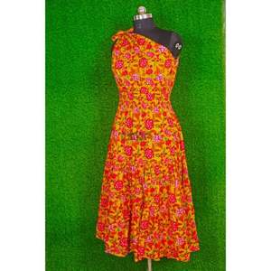 Hermoso Vestido Midi de Algodón con Estampado Floral Ecológico para Mujer, Estampado a Mano, con Encaje, para Bodas Indias, Casual, de Verano, para la Playa - Product Image 5