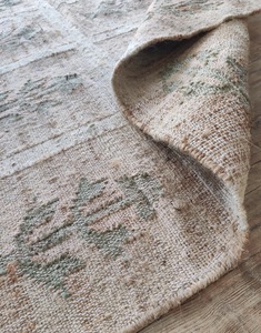 Handwoven Natural Jute Kilim Area <b>Rug</b> with Green Floral Grid Pattern Eco-Friendly Medium Pile Carpet for Living Room - Product Image 5