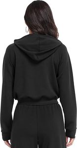 Sudadera con capucha elegante informal de talla grande para mujer, con cremallera, mezcla de poliéster/algodón, con cuentas, cintura elástica suelta, pierna ancha, color liso. - Product Image 5