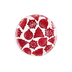 Set di 2 piatti in vetro natalizi Excelsa, rossi, diametro 33,5 cm, per decorazioni da tavola per feste - Product Image 1