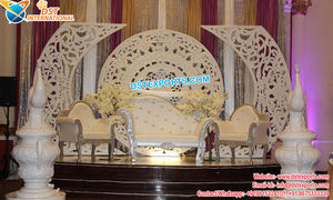 เปิดเวทีงานแต่งงานไม้ Mandap อินเดียแต่งงานไม้เปิดเวทีการติดตั้งแบบดั้งเดิมไม้ครึ่งดวงจันทร์เวที Cum Mandap - Product Image 2