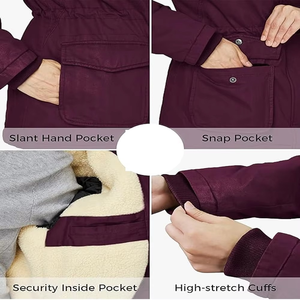 Mantic Enterprises Women Winter Parka <b>Jacket</b> Genuine <b>Leather</b> Shell Cotton Filling Zipper Closure Thick Warm Utility Style Full - Product Image 6