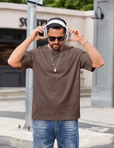 T-shirts en coton pour hommes, coupe oversize, manches courtes, style streetwear, coupe ample, t-shirts d'été délavés, basiques, unisexes - Product Image 2