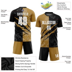 Camiseta de Fútbol Sublimada con Diseño de Grafiti Personalizado en Blanco, Negro y Dorado Antiguo para Hombre, Uniforme Deportivo de Entrenamiento - Product Image 3