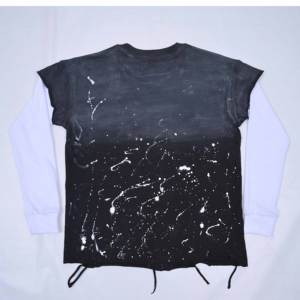 T-shirt Streetwear Oversize de Haute Qualité à Manches Courtes et Longues, Effet Vieilli Superposé, avec Logo Personnalisé, Style Urbain - Product Image 5