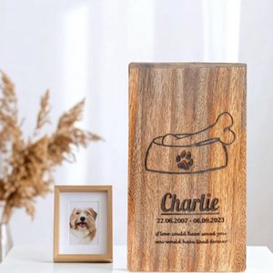Wooden Funeral Urn with Custom Name Engraving Handmade Hardwood Cremation Urn by AYAANS - Product Image 1