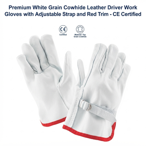 Premium Cowhide Grain Leather Anti-static Waterproof Breathable Flexible Adjustable Wristlet <b>Driver</b> <b>Gloves</b> Industrial Safety - Product Image 3